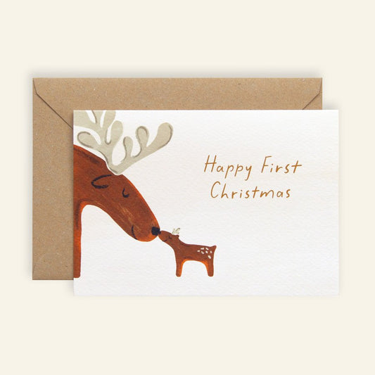 Reindeer First Christmas Card