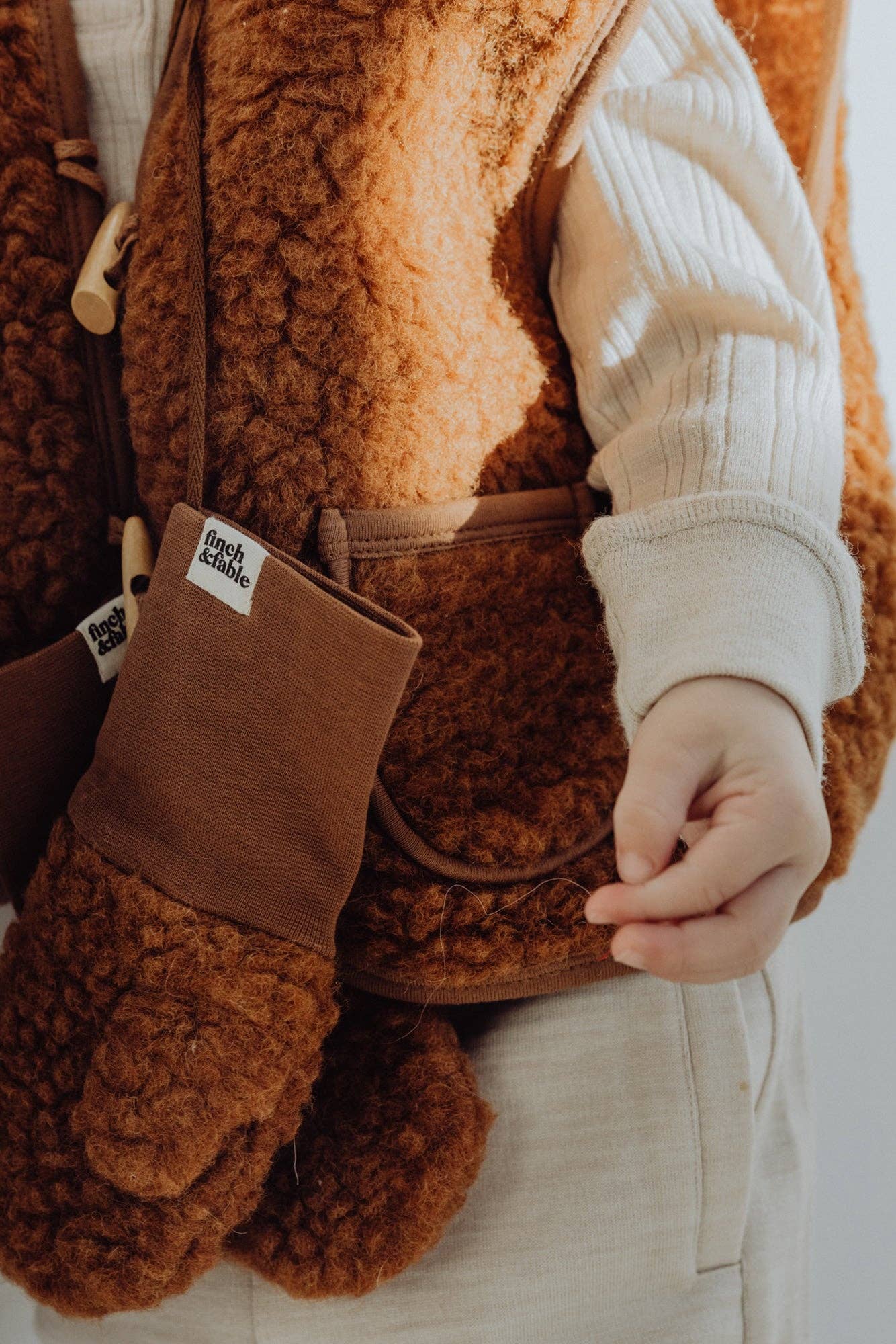 Wool Sherpa Mittens | Chestnut