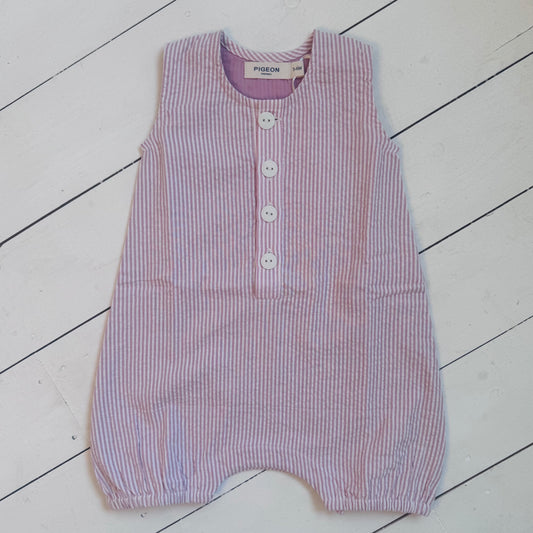 Baby All-in-One | Pink Seersucker Stripe