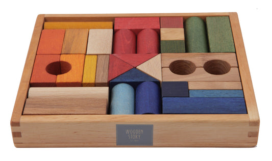 Wooden Blocks In Tray 30 pieces | Rainbow