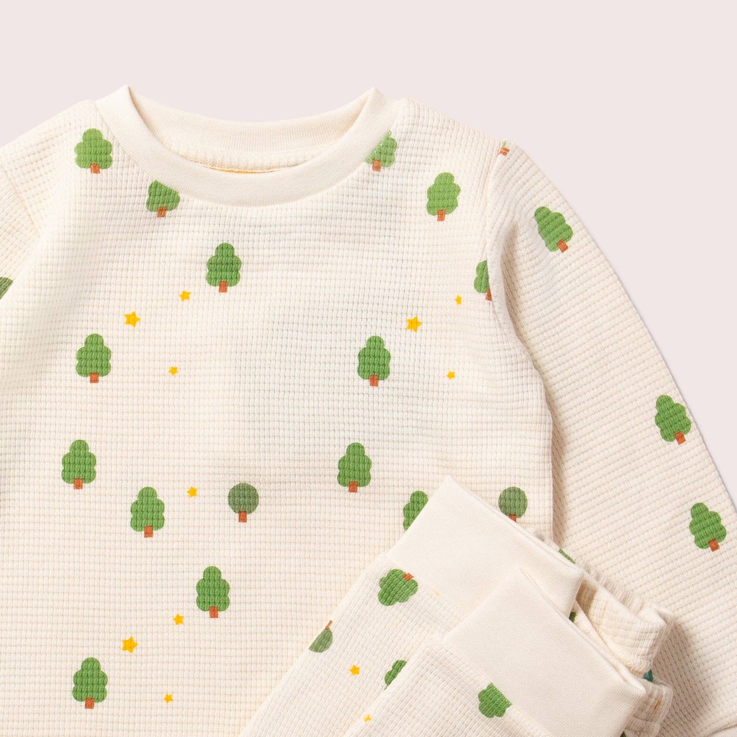 Organic Waffle Pyjamas | Cream Winter Trees