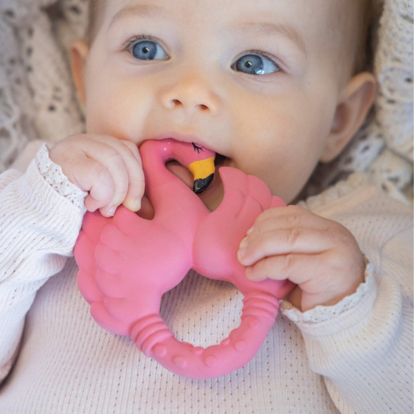 Natural Rubber Teether | Pink Flamingo