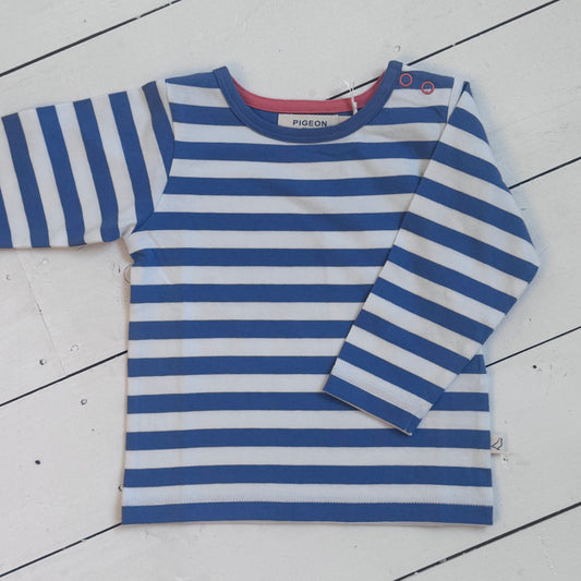 Long Sleeve T-Shirt | Blue and White Breton Stripe