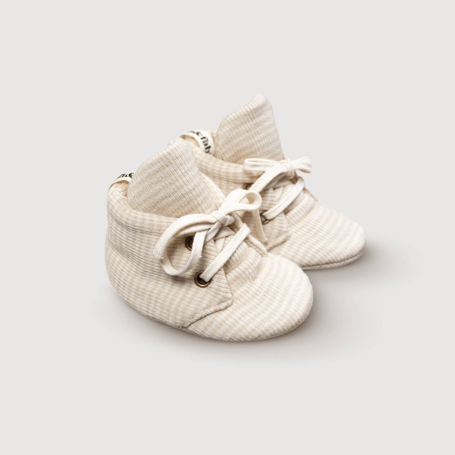 Wool Rib Baby Booties | Oat Stripe