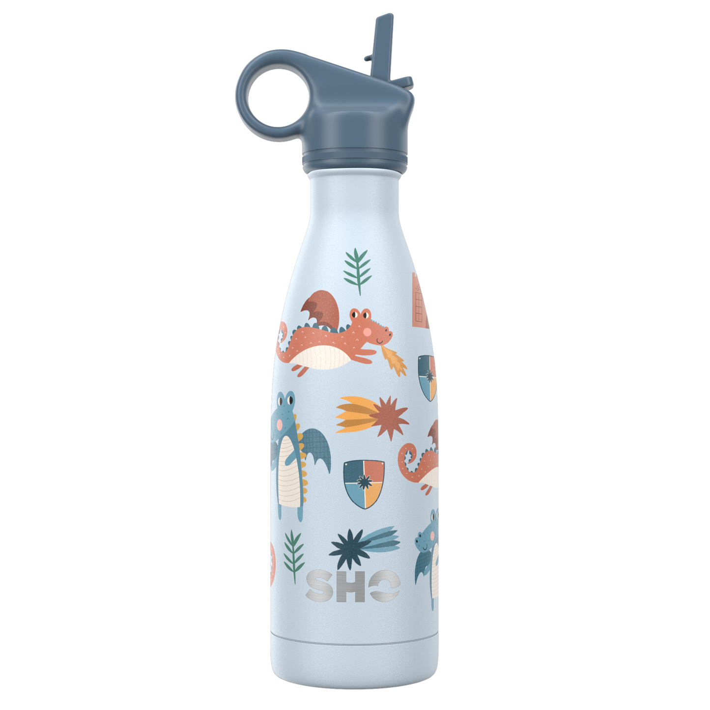 SHO Kids Bottle | Dragons with Straw Lid | 375ml