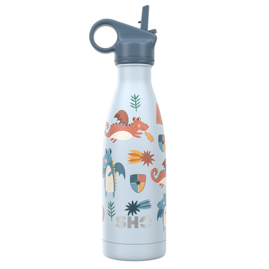 SHO Kids Bottle | Dragons with Straw Lid | 375ml