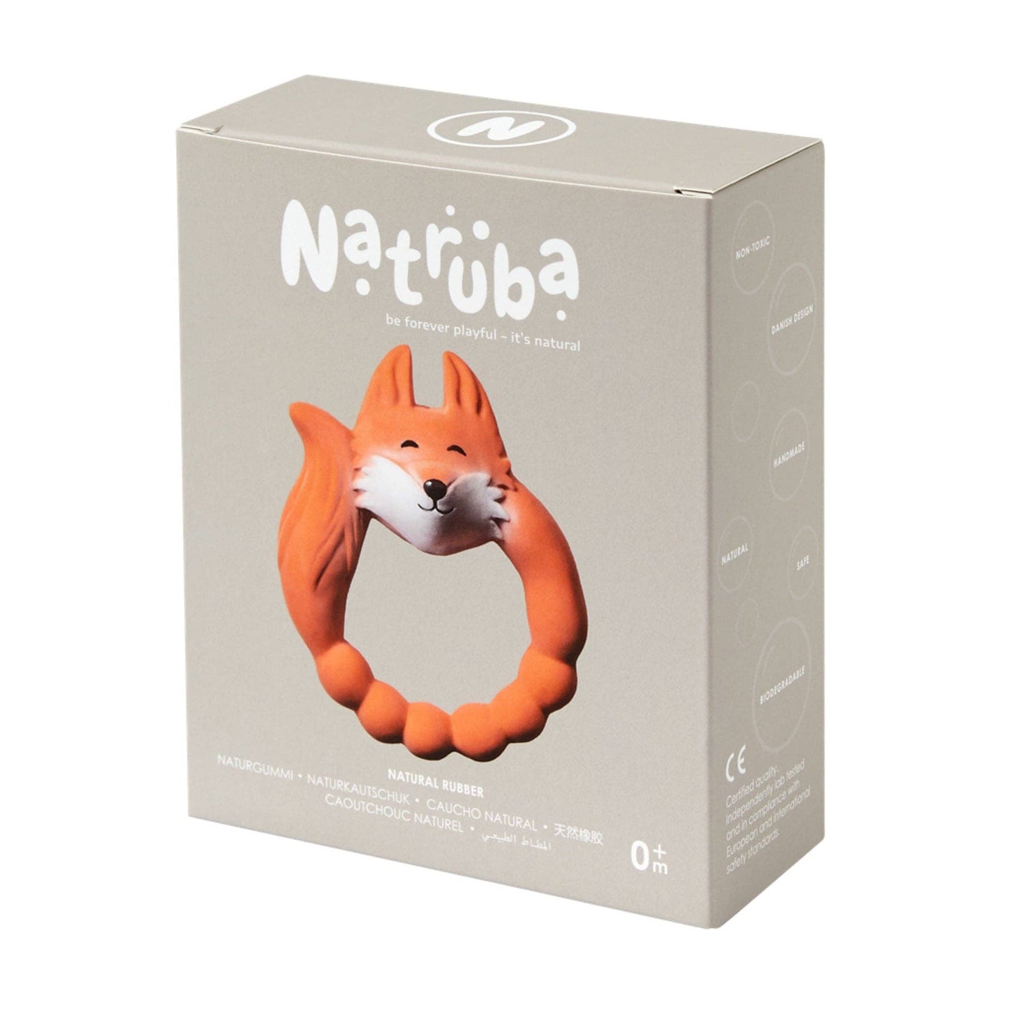 Natural Rubber Fox Teether | Orange