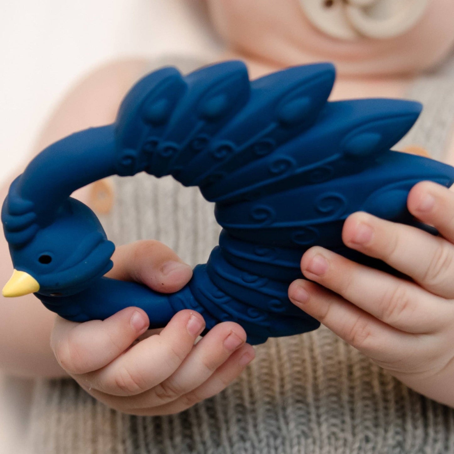 Natural Rubber Teether | Blue Peacock