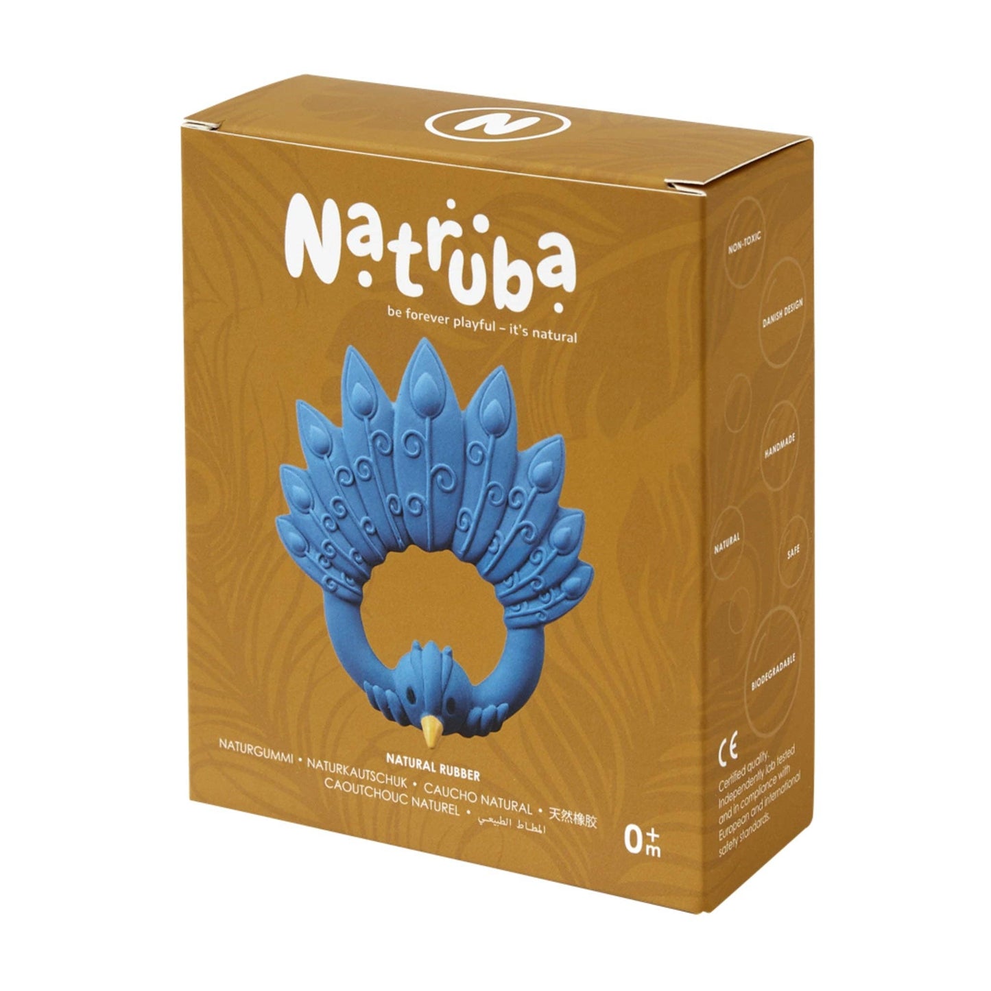 Natural Rubber Teether | Blue Peacock