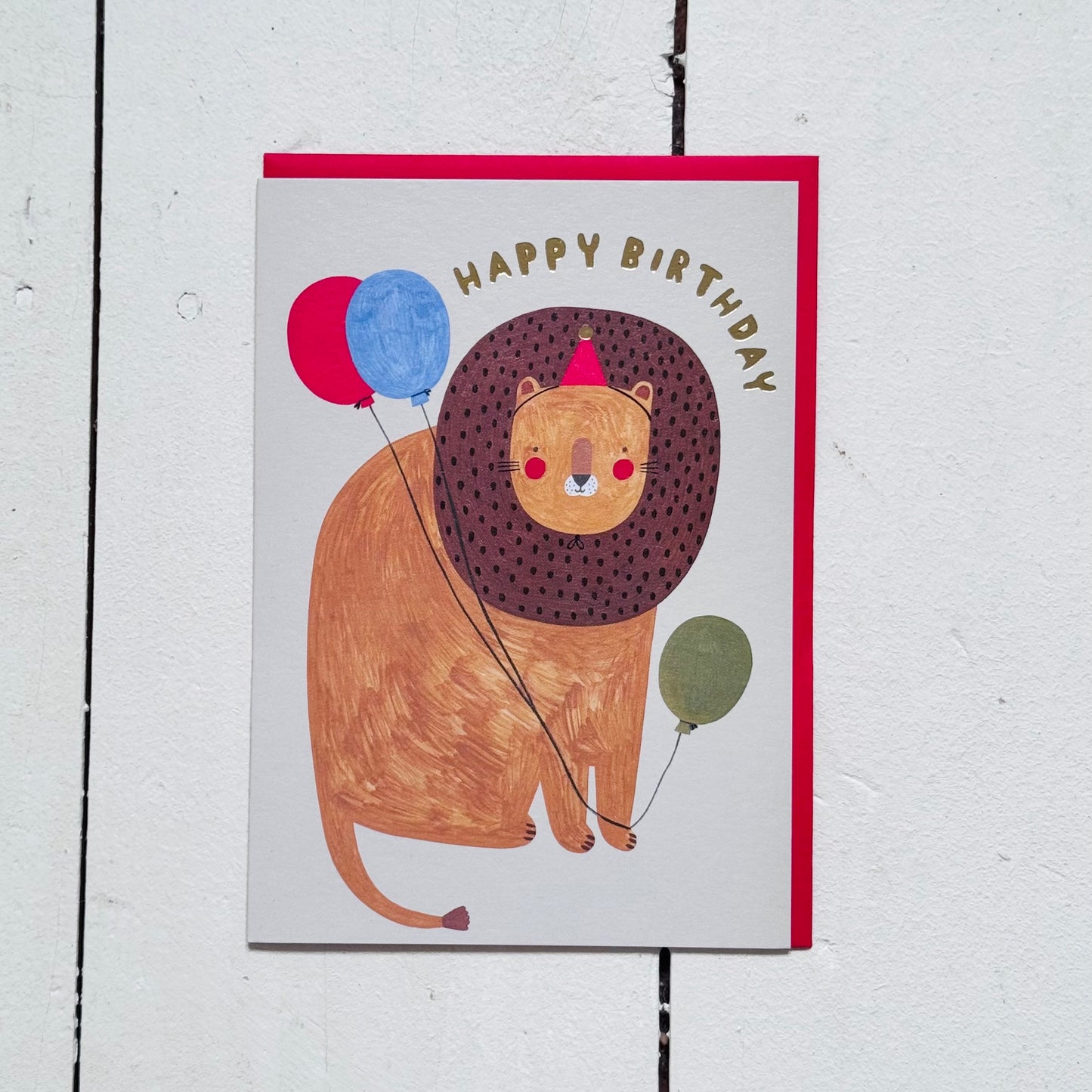 Lions With Balloons Birthday card