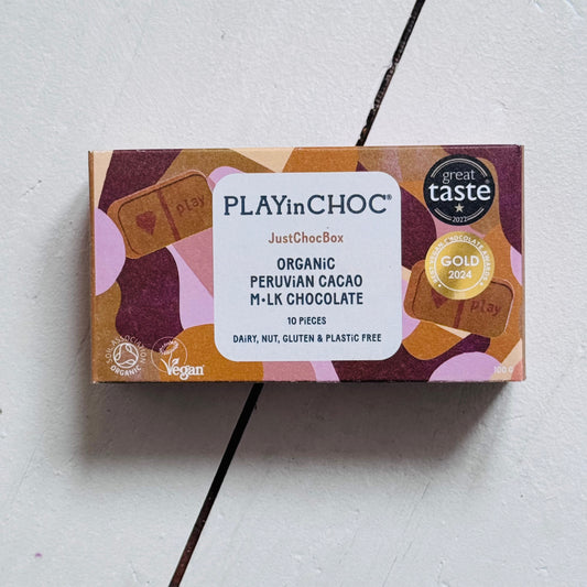 JustChoc Box Organic Peruvian Cacao M•lk Chocolate 100g