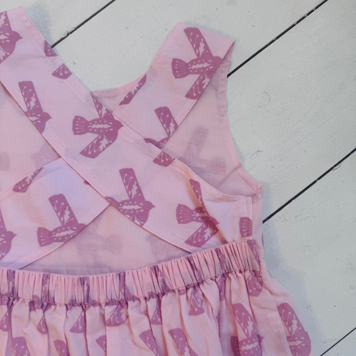 Organic Cross Back Dress | Pink Flying Bird