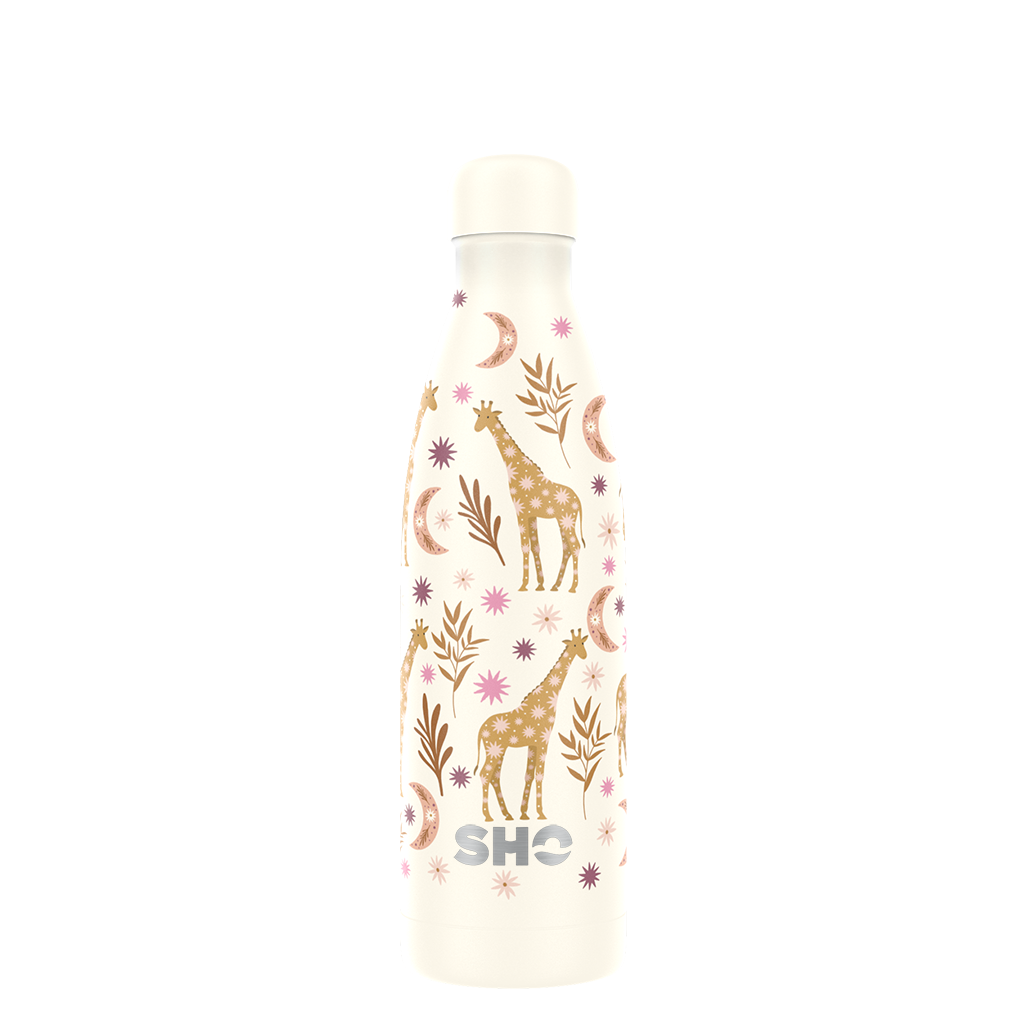 SHO giraffe reusable water bottle in giraffe amy williamson design