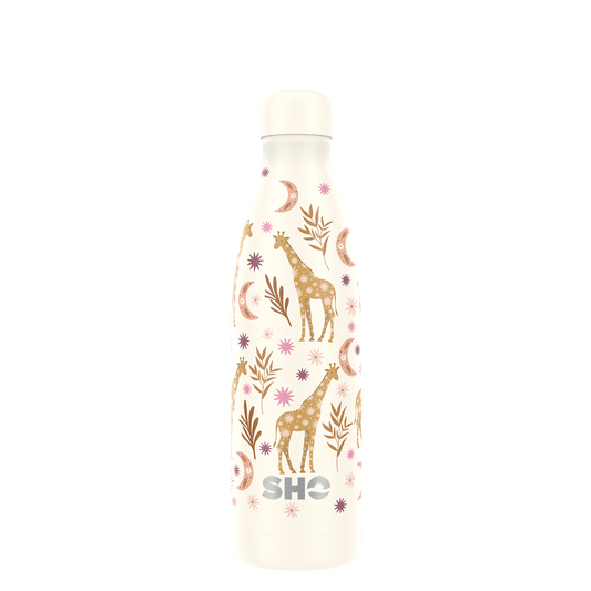 SHO giraffe reusable water bottle in giraffe amy williamson design