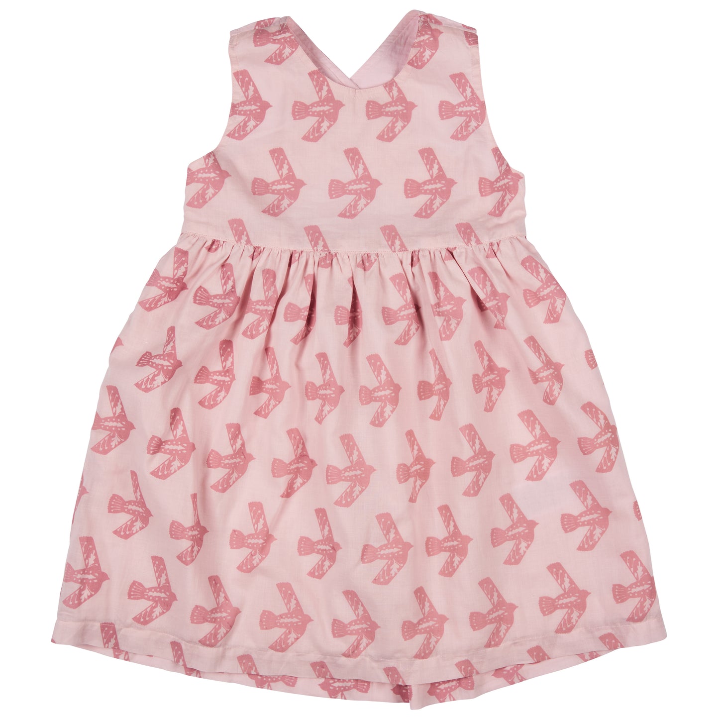 Organic Cross Back Dress | Pink Flying Bird