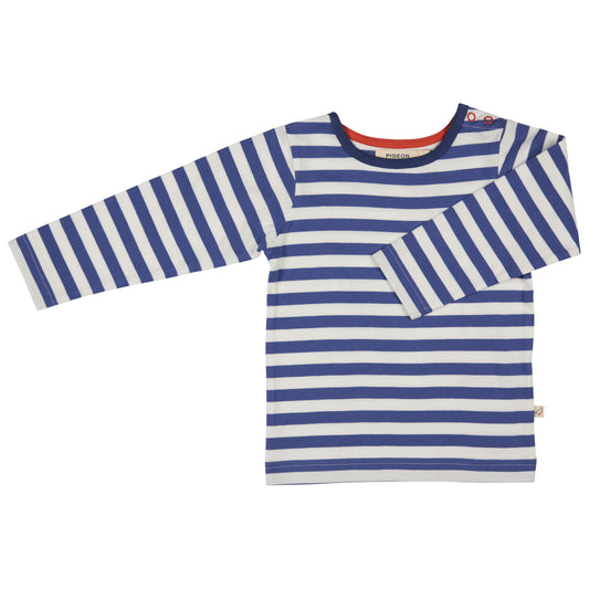 Long Sleeve T-Shirt | Blue and White Breton Stripe