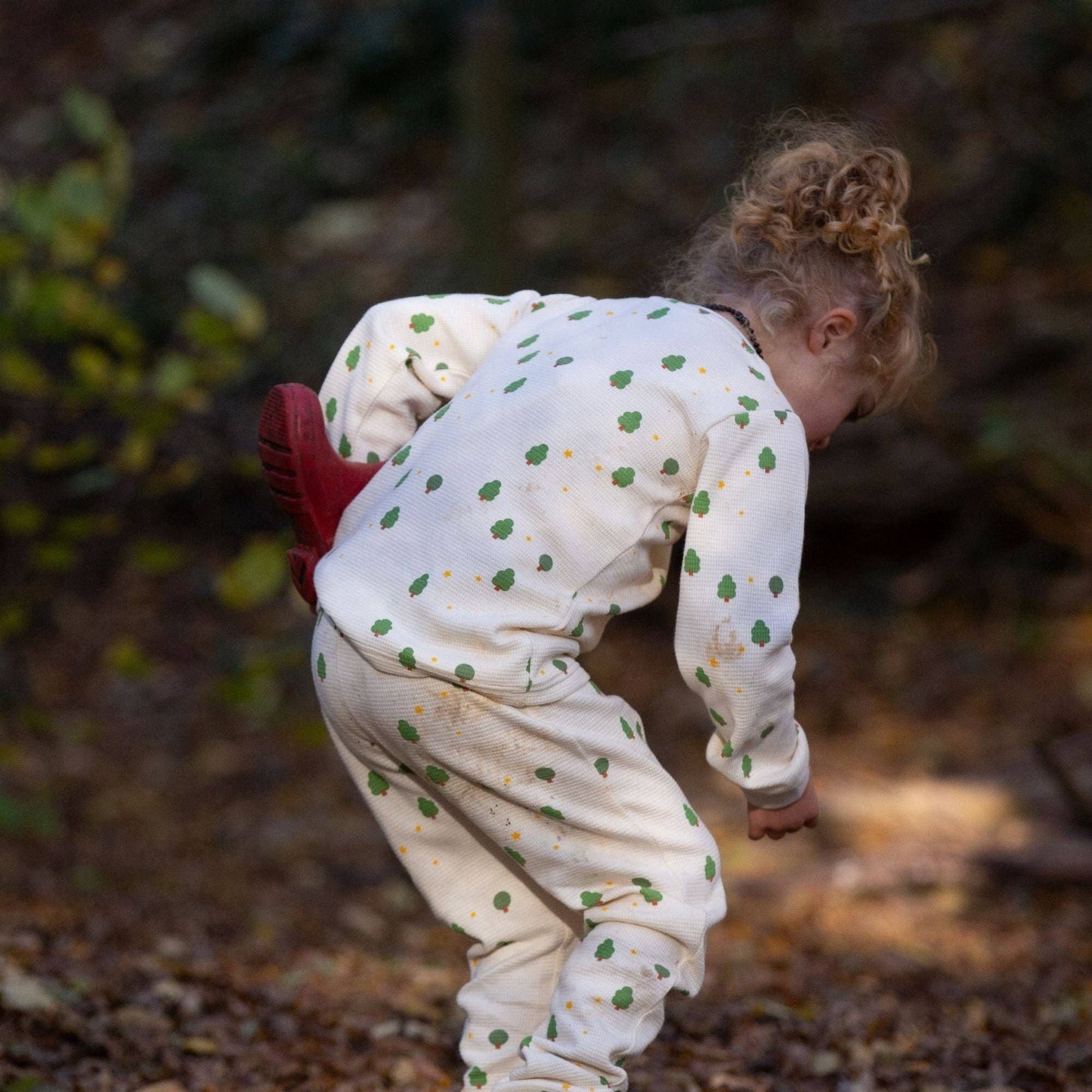 Organic Waffle Pyjamas | Cream Winter Trees