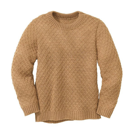 Organic Merino Aran Knit Jumper | Caramel