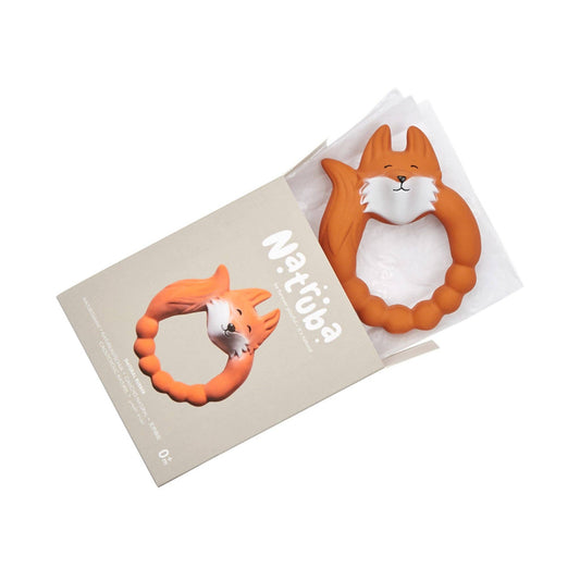 Natural Rubber Fox Teether | Orange